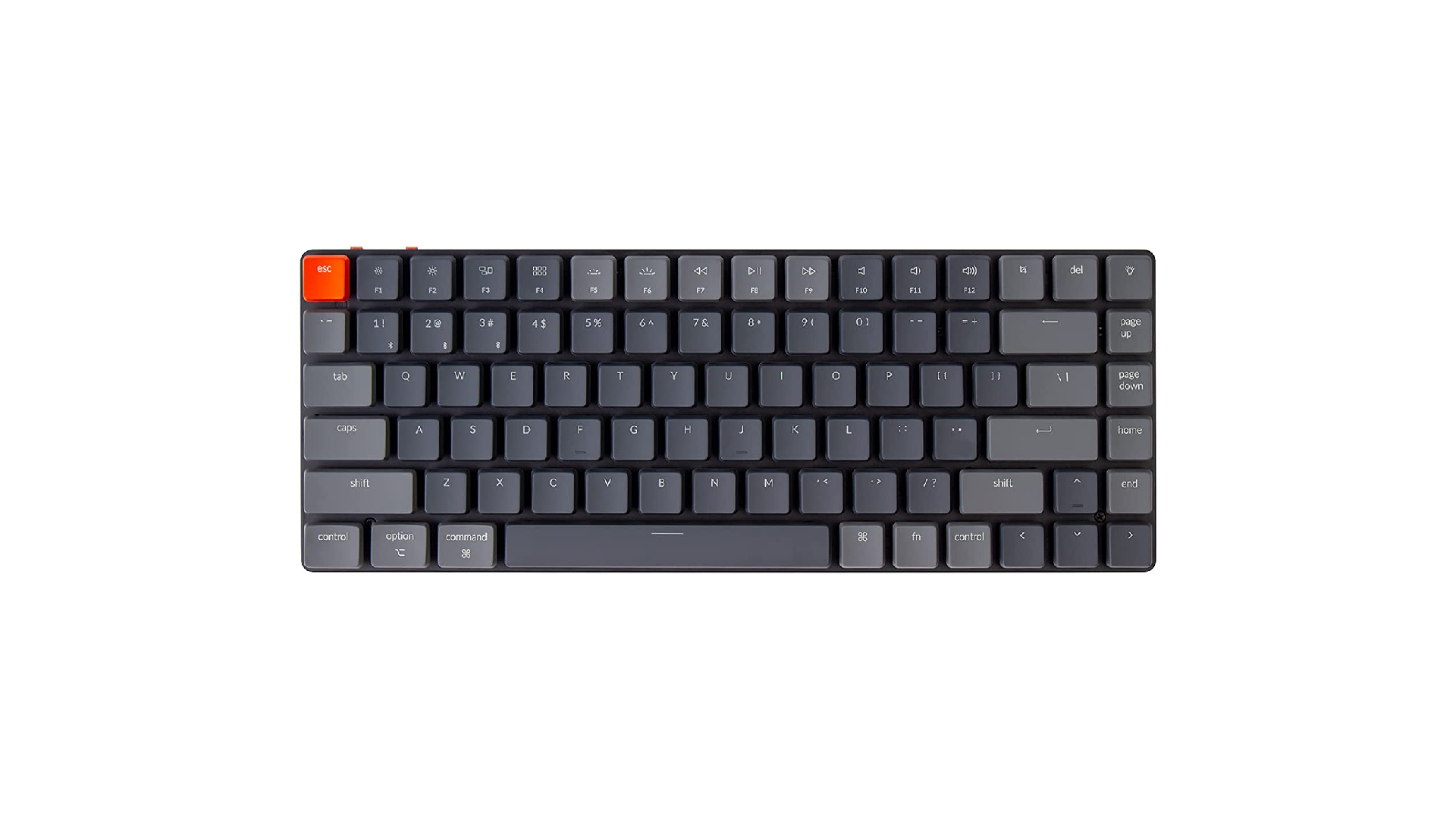 白色背景上的 Keychron K3 无线机械键盘