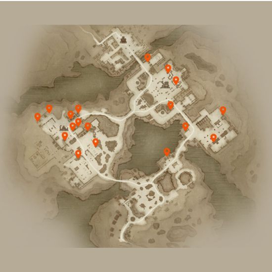 A map of the Diablo Immortal Hidden Lair locations in Ashwold Cemetery