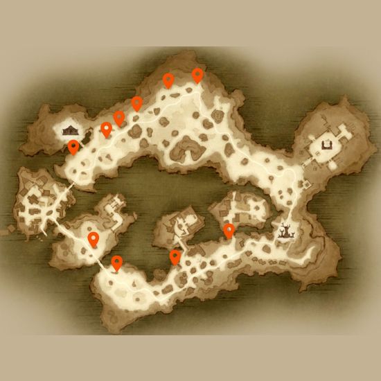 A map of the Diablo Immortal Hidden Lair locations in Bilefen