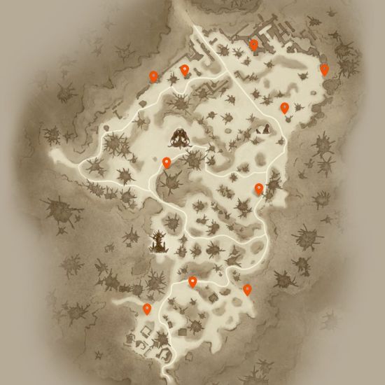 A map of the Diablo Immortal Hidden Lair locations in the Dark Wood