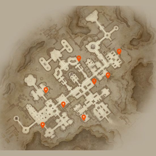 A map of the Diablo Immortal Hidden Lair locations in the Library of Zoltun Kulle