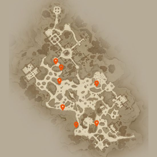 A map of the Diablo Immortal Hidden Lair locations in the Mount Zavain