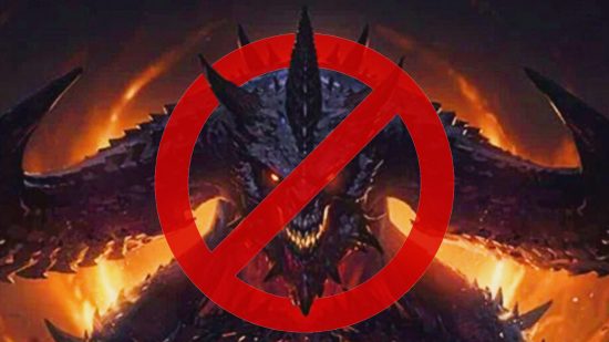 More Diablo Immortal streamers quit - Diablo with a 'no entry' red sign over his face