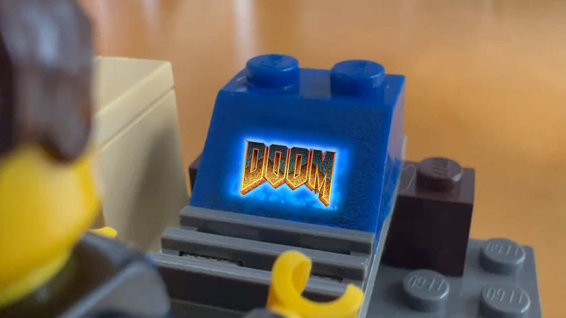 Modder creates a Lego brick gaming monitor, plays Doom on it