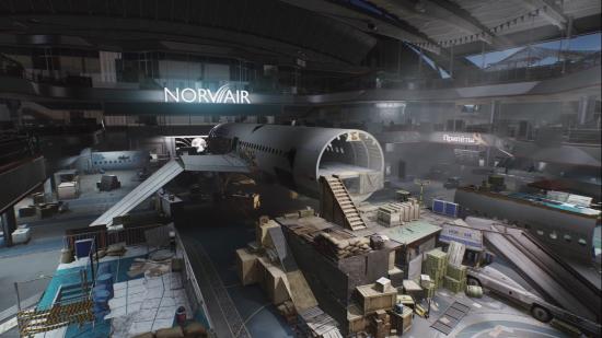 Escape from Tarkov Arena: A partially-constructed airliner has been converted into an urban military training and combat site in Escape from Tarkov Arena
