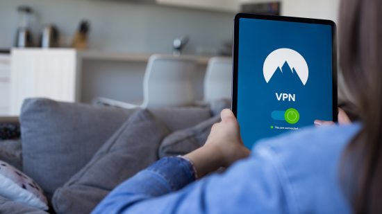 NordVPN is visible on a tablet that somebody is using in their home.