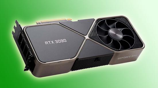 Nvidia RTX 4090: RTX 3090 GPU on green backdrop