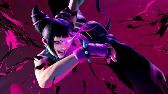 Juri stares at her opponent as her eye shines purple