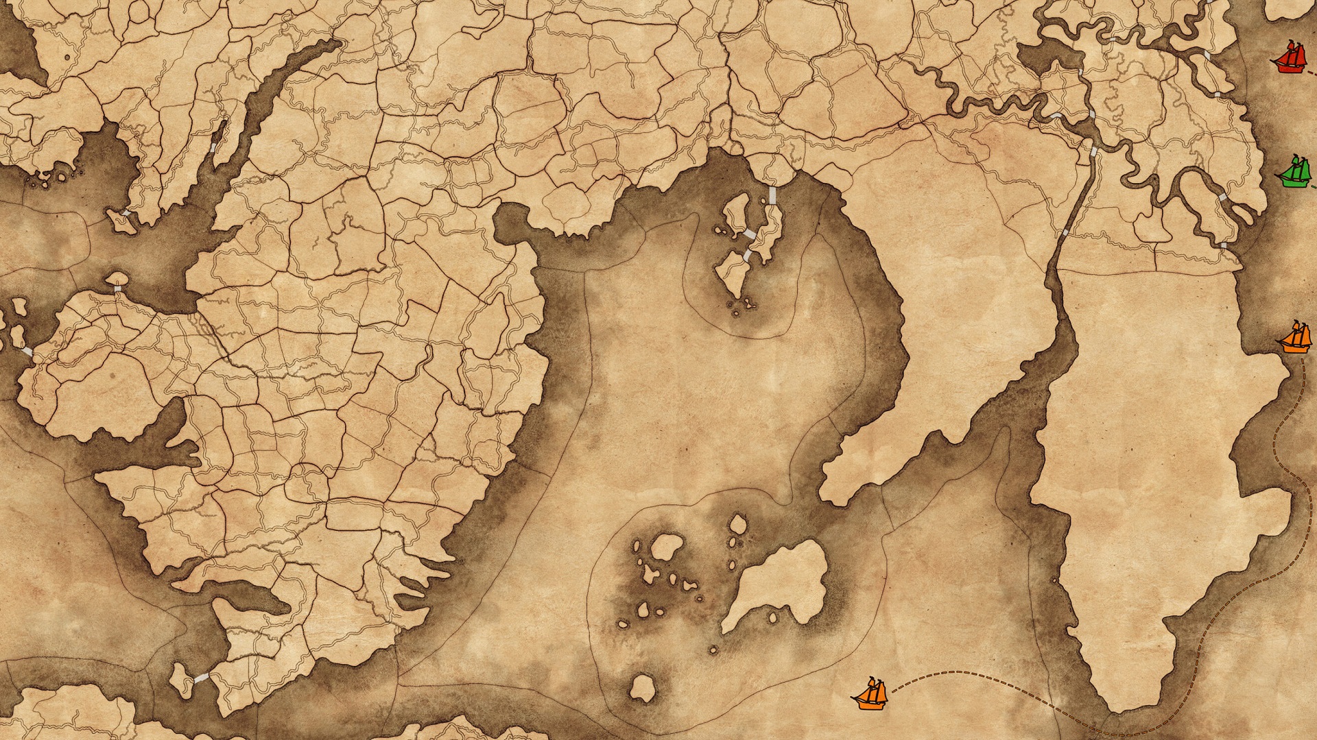 A section of the Warhammer 3 Immortal Empires map showing the empty lands of Ind and Khuresh