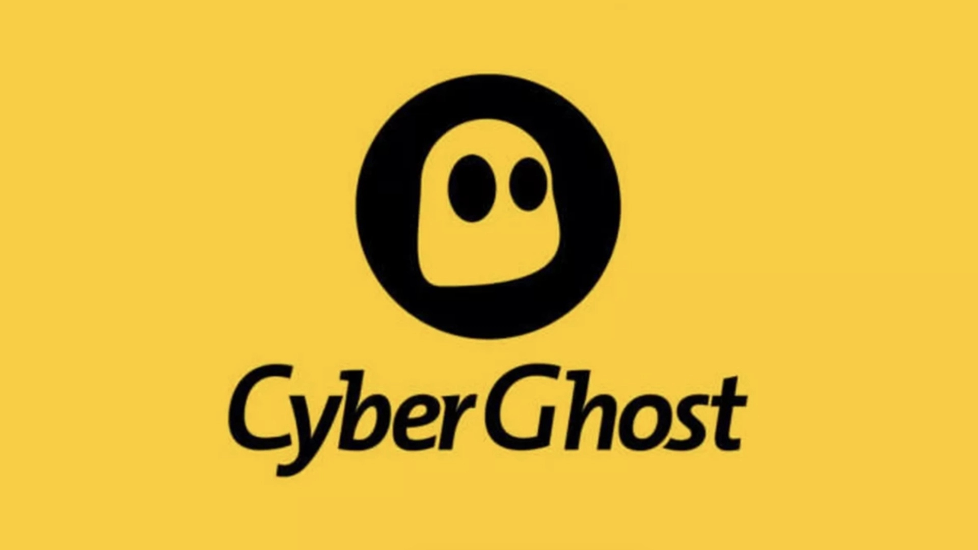 Meilleur VPN Mac - CyberGhost.  Le logo effrayant de l'entreprise est visible sur un fond jaune.