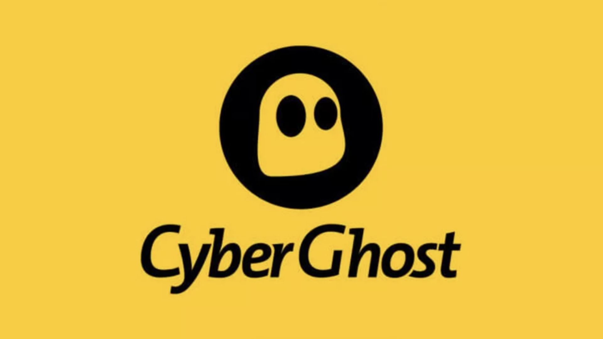 Best Windows 10 VPN - CyberGhost. Image shows the company's logo on a yellow background.