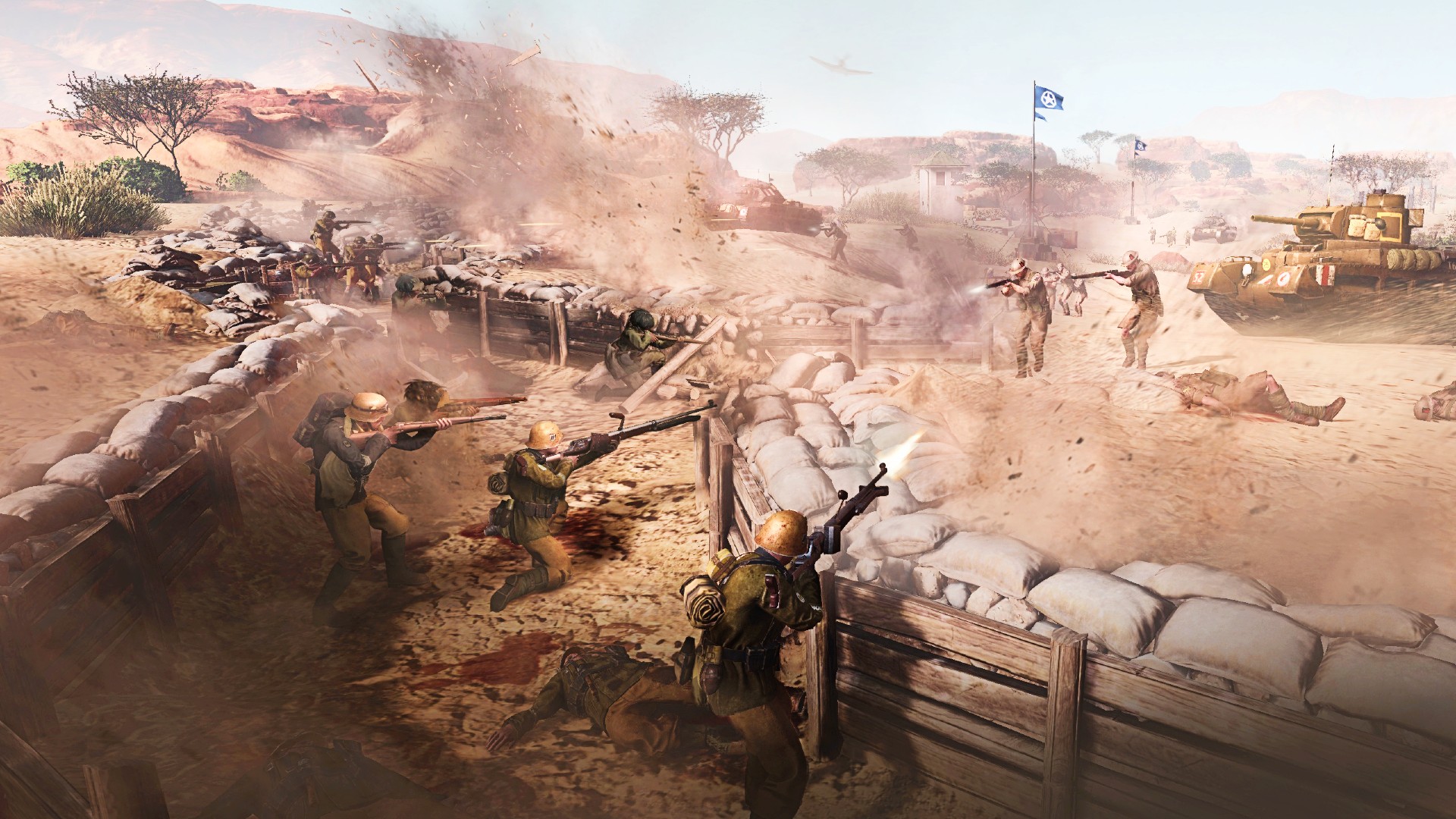 Войските от епохата на Втората световна война се бият в окопи в Северна Африка в компания на герои 3