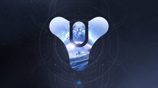 Destiny 2 best settings: The game's logo is filled with artwork from its Beyond Light expansion, with an icy blue tone