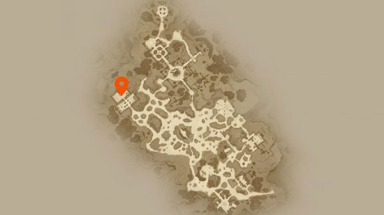 Diablo Immortal Lord Martanos ívási hely és főnökharc: A Zavain-hegyi zóna térképe a Diablo-ban halhatatlanul, a kripta a térkép északnyugati oldalán, ahol Lord Martanos vár, várj