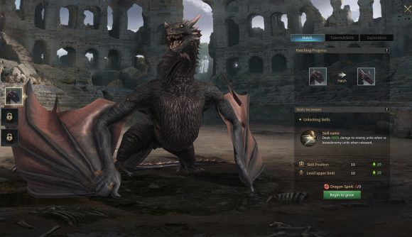 Best dragon games: Game of Thrones: Winter is Coming. Image shows a dragon standing in an arena.