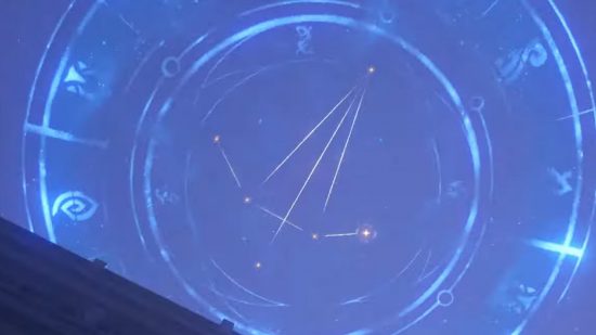 Genshin Impact Astral Puzzles: a shot of a constellation from one of the astral puzzle challenges