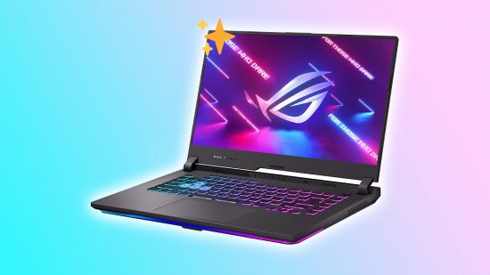 How to clean laptop screen: ASUS ROG laptop with sparkle emoji on top left corner