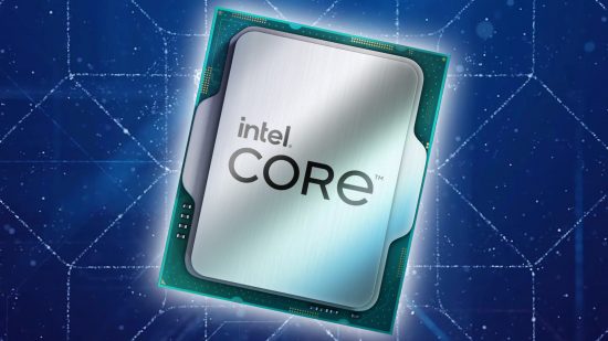 Intel Raptor Lake: CPU render on blue backdrop
