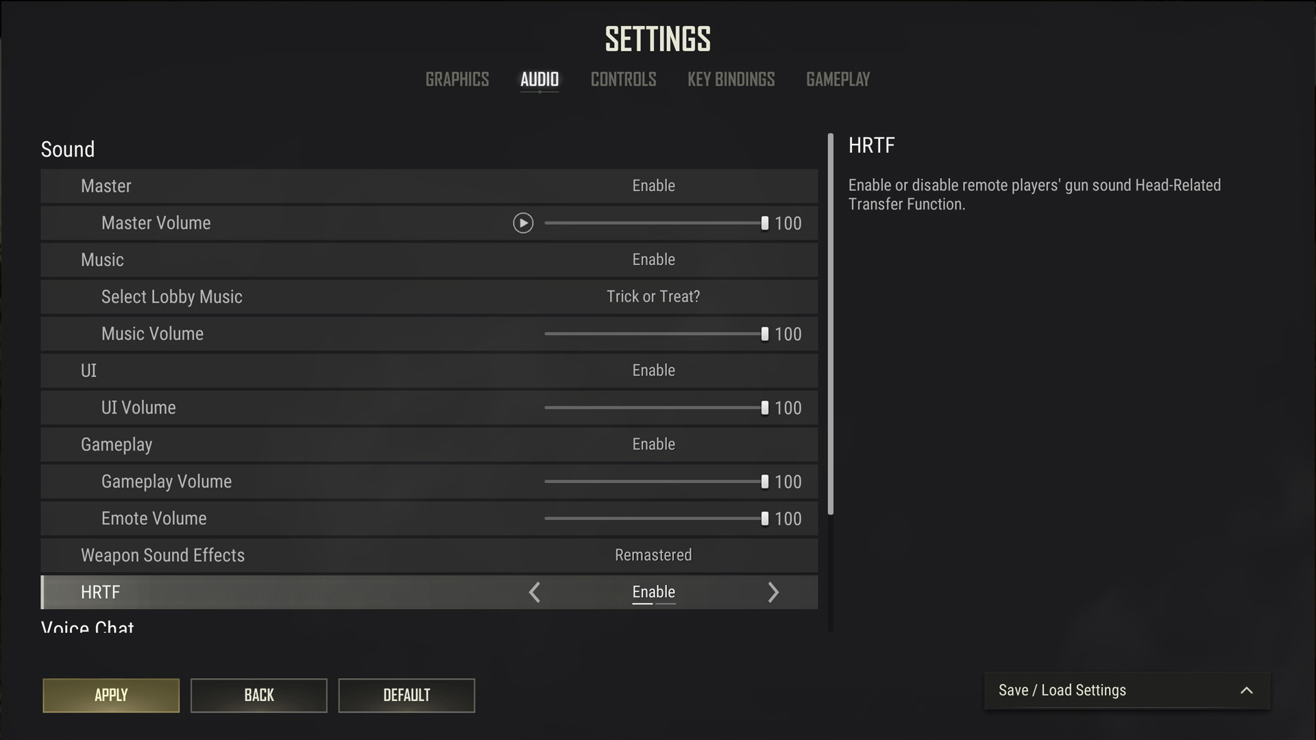 Playerunknown's battlegrounds best PUBG settings: the audio menu in the PUBG settings