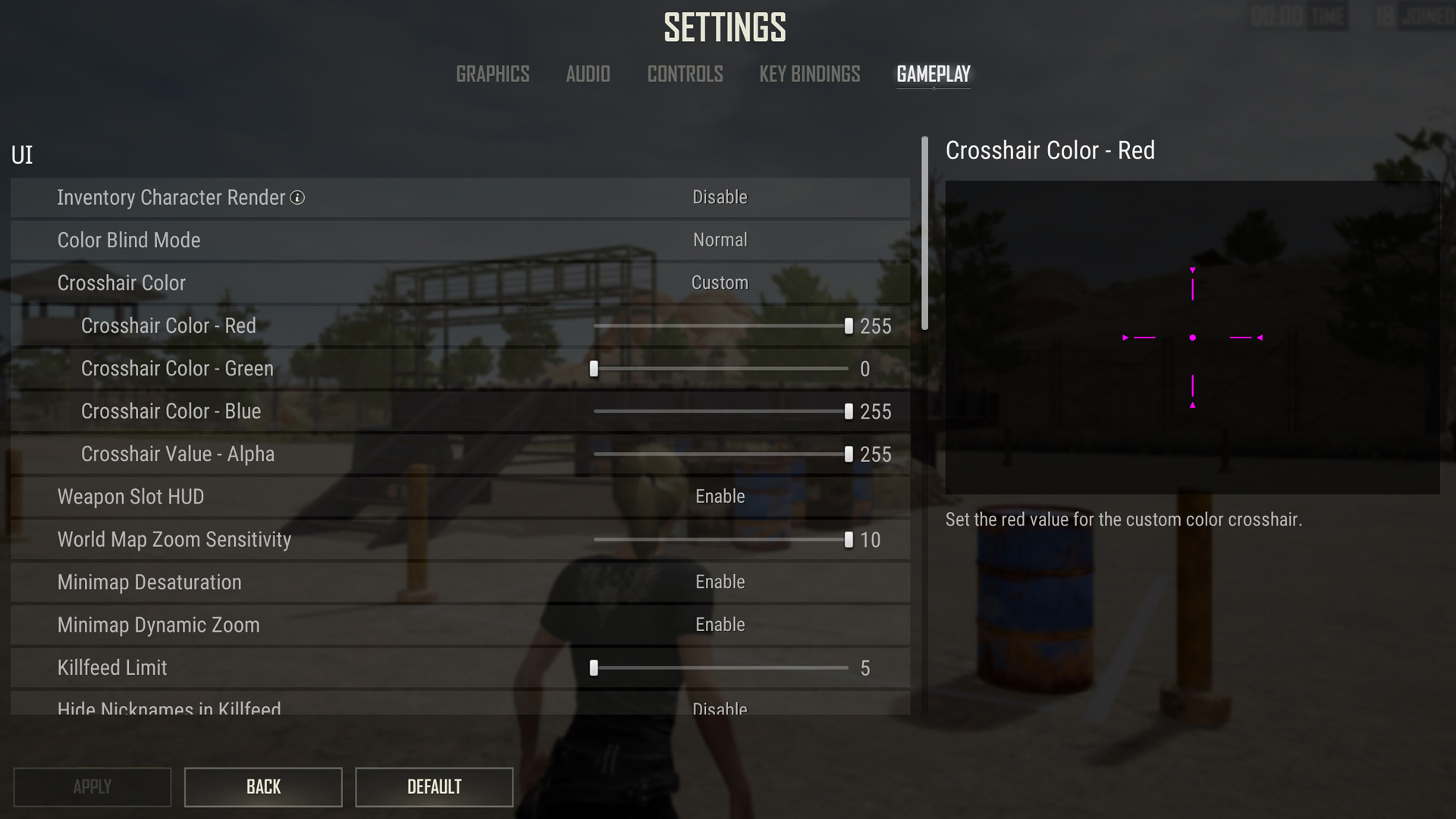 Playerunknown's battlegrounds best PUBG settings: the gameplay menu in the PUBG settings