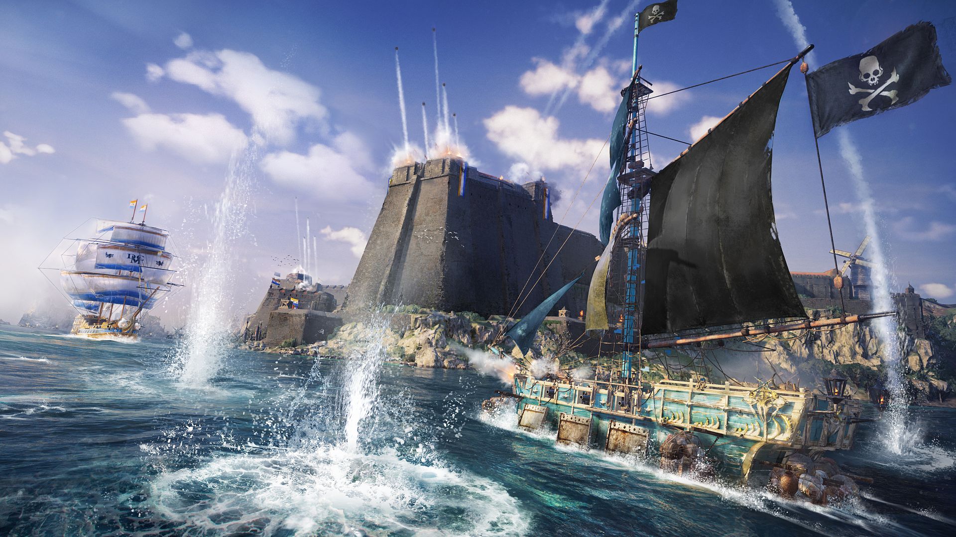 Fecha de lanzamiento de Skull and Bones: un par de barcos piratas que atacan un fuerte de la isla