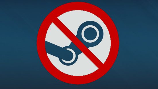Steam blocked in Indonesia alongside Epic Games and Origin - the Steam logo with a red "no entry" sign across it