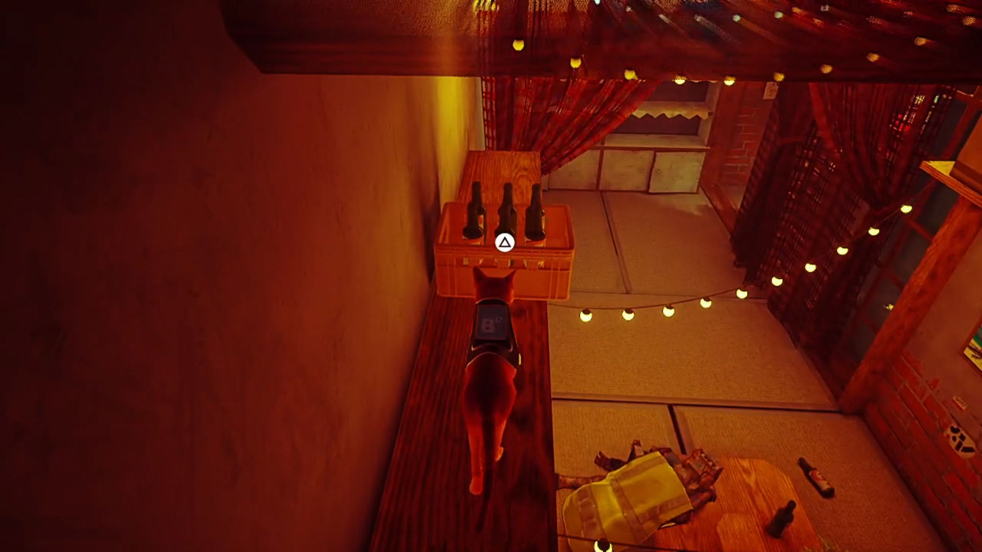 کلاه کارگر ولگرد: تابش نارنجی در قفسه در اتاق عقب نوار در میانه شهر ، قصد دارد یک جعبه آبجو را روی یک روبات مست به سمت خود بکشد تا او را بیدار کند