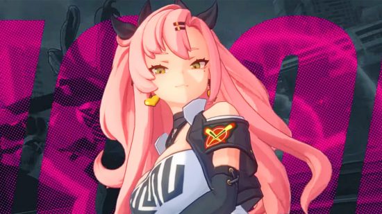 Zenless Zone Zero beta date announced - Nostradamus, a pink-haired lady in a white top with black sleeves, smirks at the camera