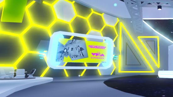 Roblox MTV VMA Experience: A billboard encourages players to vote on the best metaverse performance.