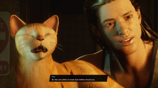 Saints Row review: a cat meows next to the main character