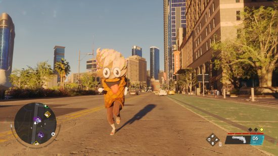 Saints Row review: the reboot game shows the main character running in an ice cream costume