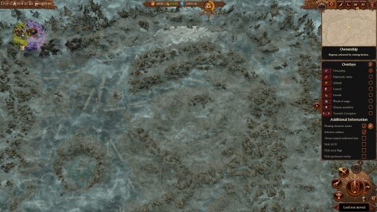 Peta Total War Warhammer 3 Immortal Empires, dengan pemain mulai dari kiri atas