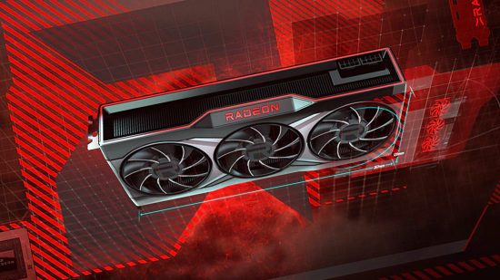 AMD RDNA 3: Radeon GPU render on red backdrop