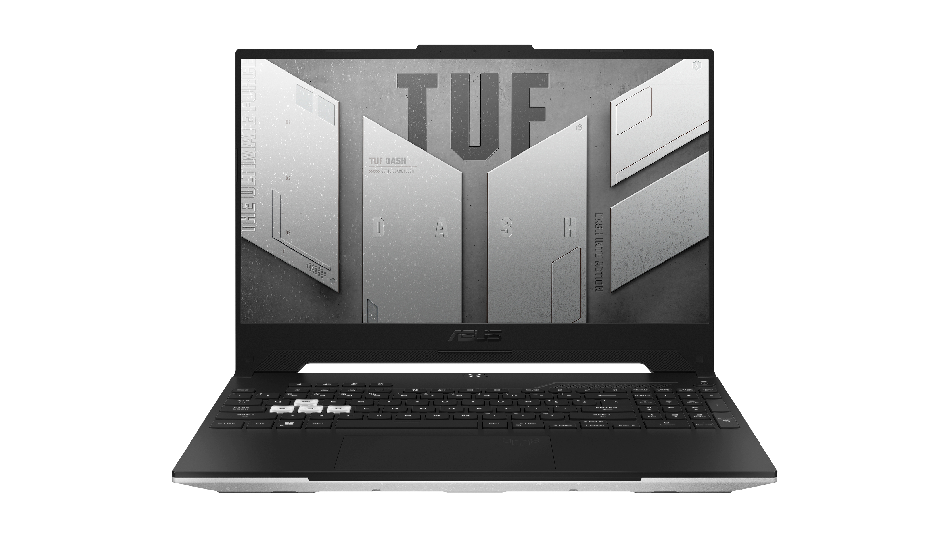 Asus TUF Dash 15 gaming laptop with white backdrop