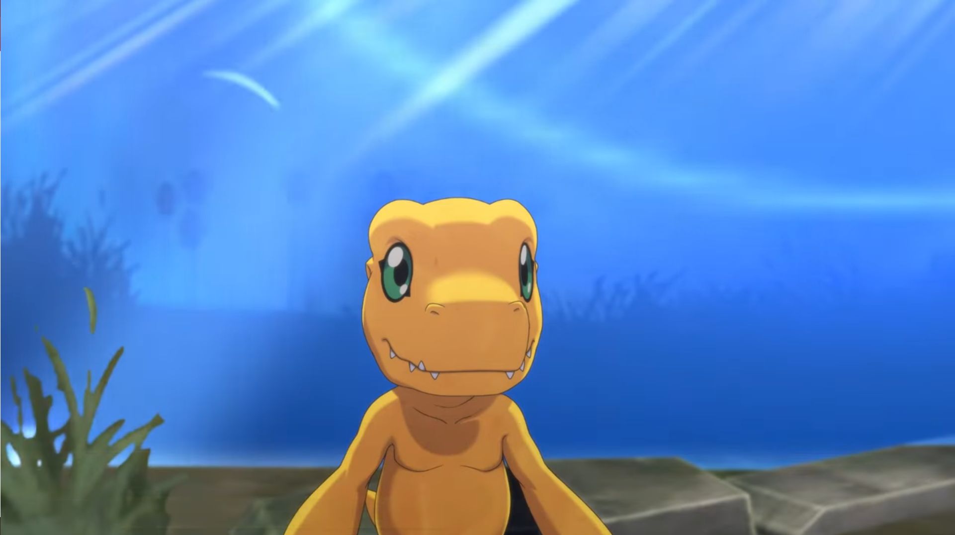 Digimonはカルマを生き延びます：Digimonが生き残る前にカットシーンの一部として、カメラに微笑んでいます。
