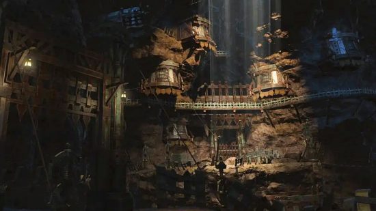 FFXIV 6.2 patch interview - an underground structure in a rocky cavern