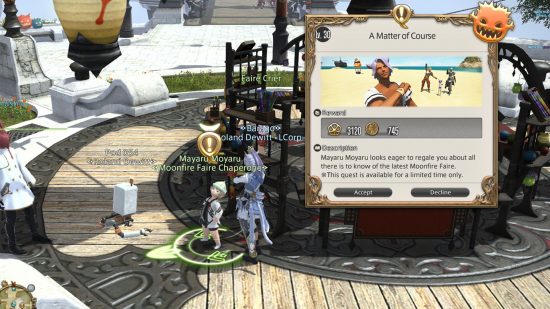 FFXIV Moonfire Faire 2022: Accepting the "A Matter of Course" quest