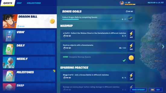 Fortnite Dragon Ball quests: a list of some completed and incomplete Dragon Ball quests.
