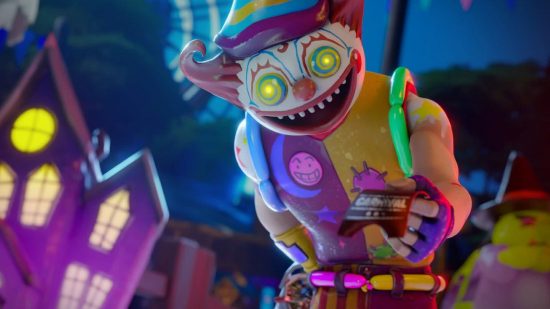 Fortnite map makes the battle royale a scary platformer: this creepy clown, leering down towards you, wants to make you suffer