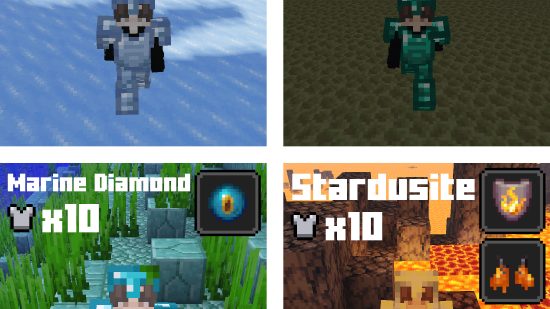 The Minecraft mod for more armour features multiple sets, this image shows off four of those. 