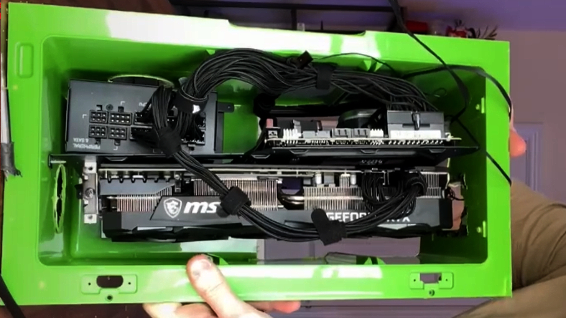 Inside Xbox fridge gaming PC with Nvidia RTX GPU in view