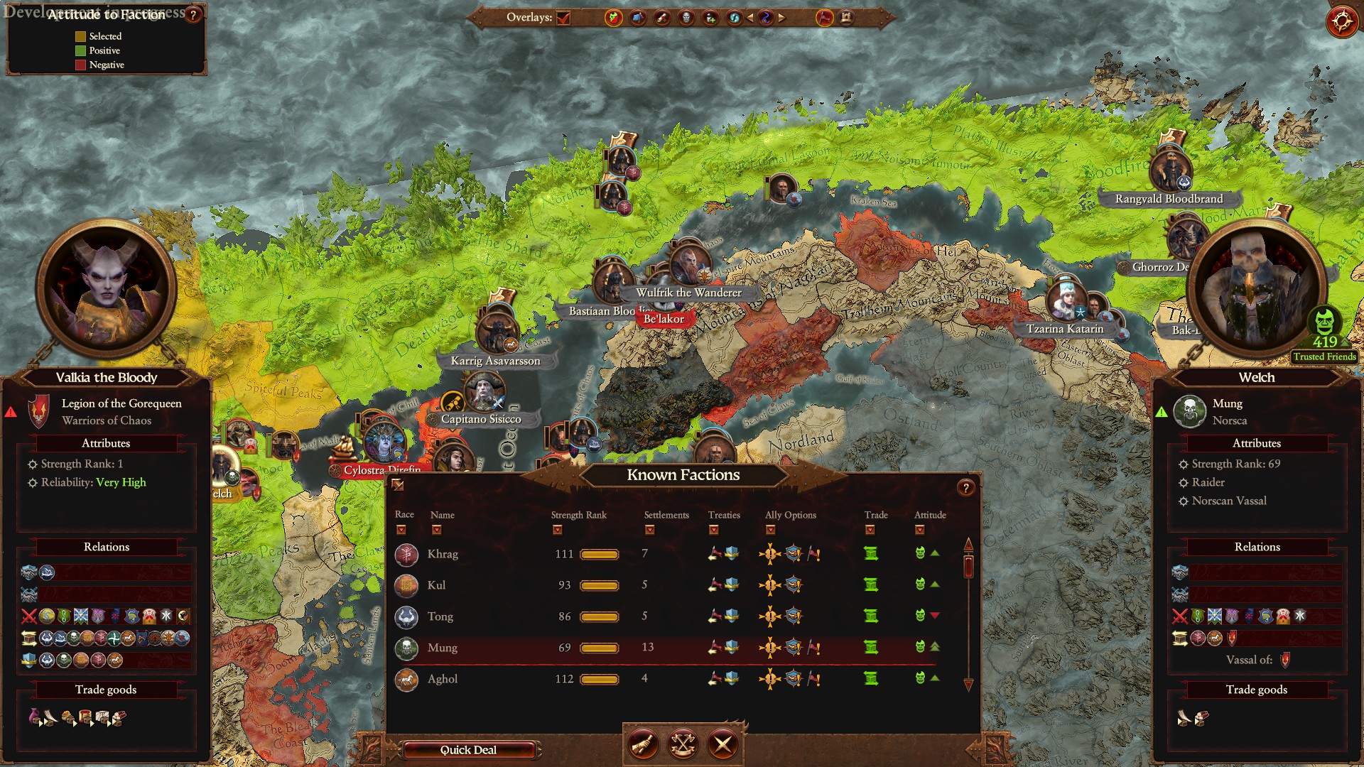 Total War Warhammer 3 Immortal Empires menunjukkan faksi yang diketahui di peta