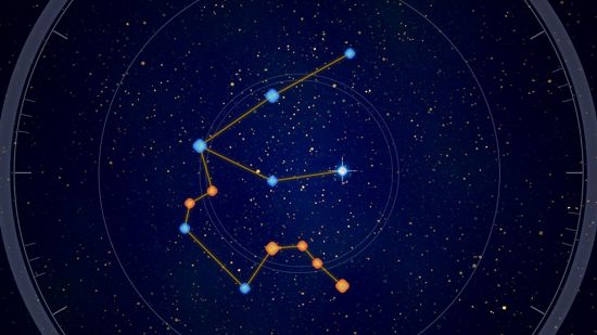 Tower of Fantasy Constellation Guide: The Waterman Constellation Puzzle zoals getoond door de Tower of Fantasy Smart Telescope
