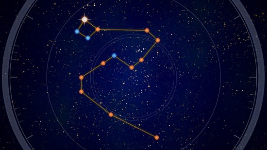 Tower of Fantasy Constellation Guide: Draco Constellation Puzzle ดังที่แสดงผ่าน Tower of Fantasy Smart Telescope