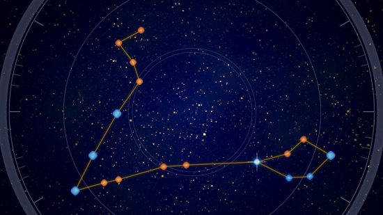 Tower of Fantasy Constellation Guide: Pisces Constellation Puzzle som visas genom Tower of Fantasy Smart Telescope
