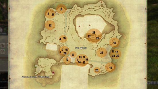 FFXIV Island Sanctuary gathering: an annotated map with 30 materials you can find on the island