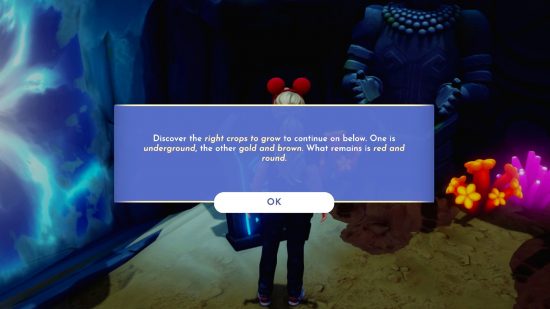 Disney Dreamlight Valley Mystical Cave Crop Riddle: Text liest sich