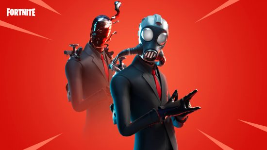 Fortnite Fortnitemares is saving the world. This image shows a creepy monster on a red background. 