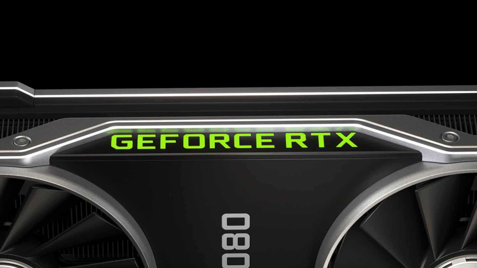 RTX 4000: Close up of Nvidia GeForce GPU logo with green text