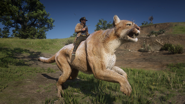 Red Dead Redemption 2 cheats and bugs are spoiling Red Dead Online: a gigantic cougar replaces someone's horse in Red Dead Redemption 2
